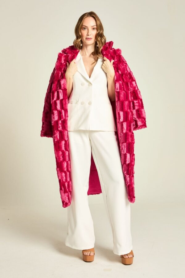 sobretudo pelo rosa pink longo over size casaco pele ecológica fashion Branca Boutique